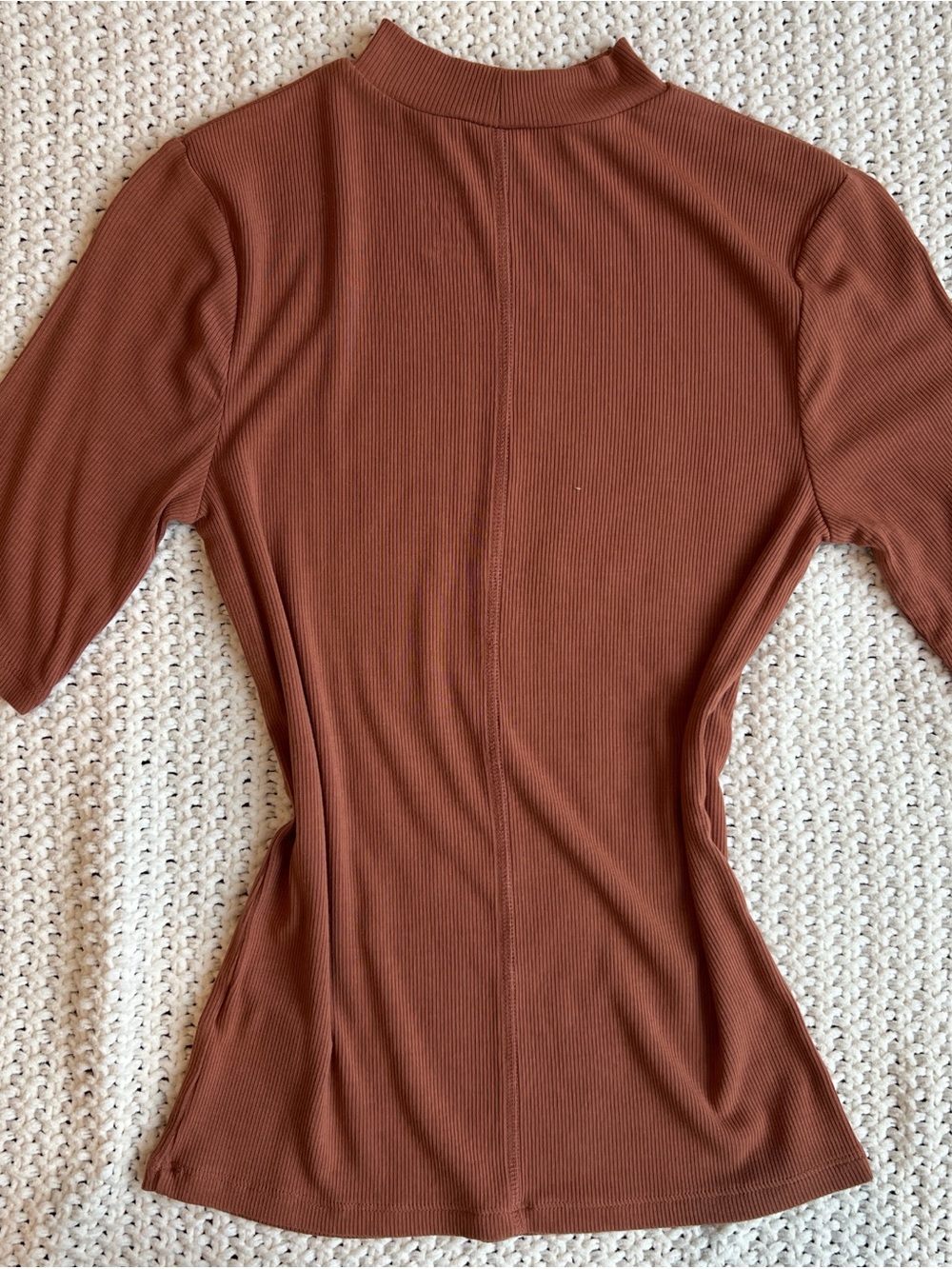 a new day Long Sleeve Ribbed Mock Neck Top - Rust Brown - Picture 2 of 2